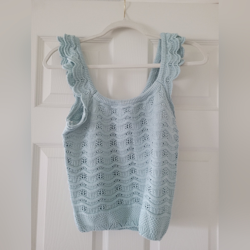 Light Blue Knit Sleeveless Top